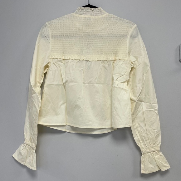 WeWoreWhat Smocked Neck Blouse Whisper White/Ivory - Size XS - NWT - Picture 2 of 6